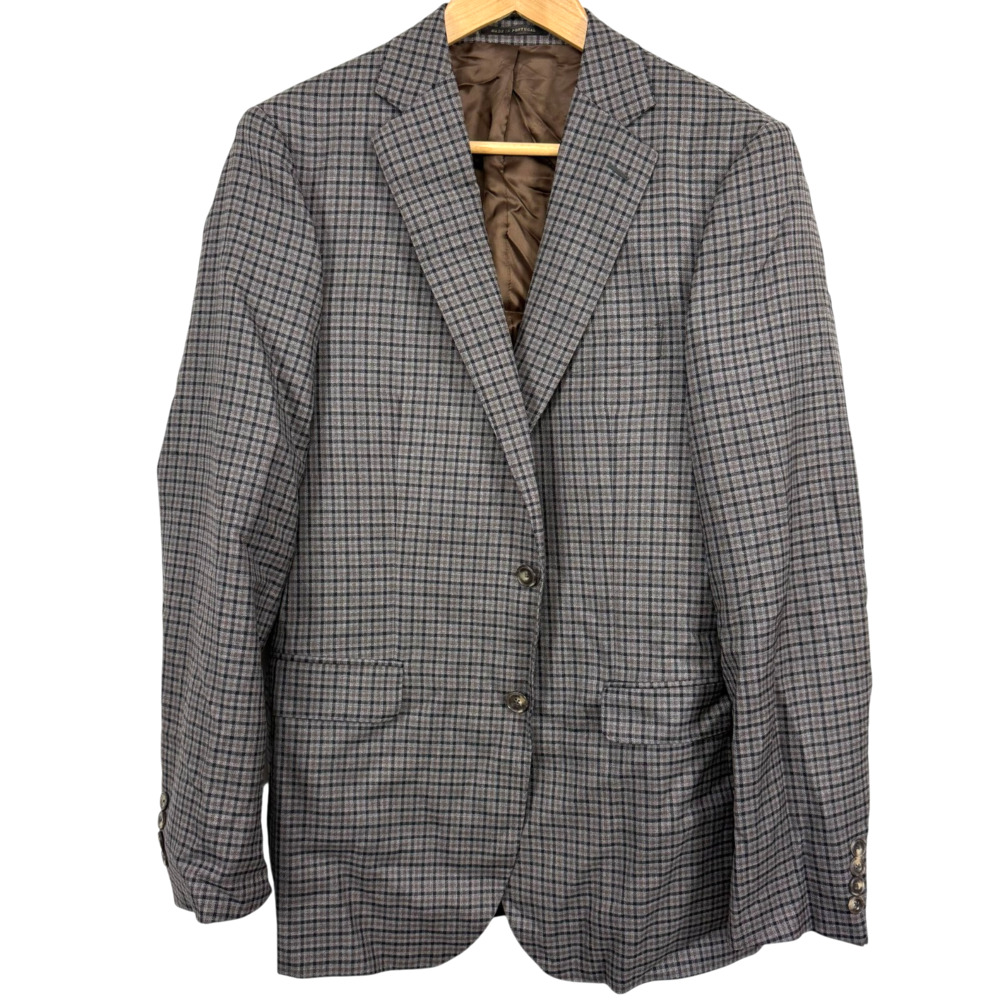 J Hilburn Vitale Barberis Canonico Portugal Made Plaid Tailored Suit Blazer 40 R